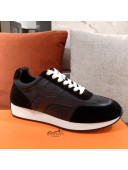 Hermes Chris Calfskin and Canvas Sneakers Black 2021 21 (For Women and Men)