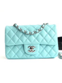 Chanel Lambskin Mini Classic Flap Bag 1116 Pale Blue (Silver-Tone Hardware)