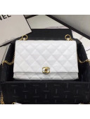 Chanel Quilted Leather Pearl Trim Medium Flap Bag AS1172 White 2019