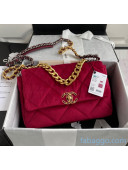 Chanel Velvet Chanel 19 Large Flap Bag AS1161 Amaranth 2020