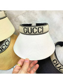 Gucci Straw Visor Hat with Gucci Band White 2021