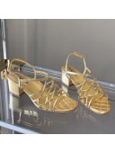 Chanel Laminated Lambskin Mesh Sandals G36876 Gold 2021