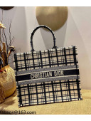 Dior Large Book Tote Bag in Blue Check'n'Dior Embroidery 2021 M1286 
