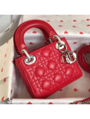 Dior Classic Lady Dior Lambskin Mini Bag Bright Red/Silver 2020
