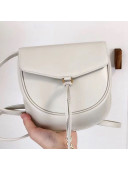 Saint Laurent Datcha Saddle Shoulder Bag in Toothpick Grained Leather 551559 White 2019
