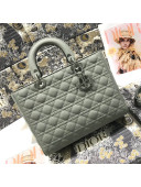 Dior Lady Dior Large Bag in Ultra-Matte Cannage Calfskin Grey 2020