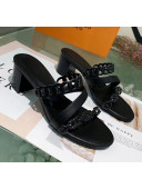 Hermes Leather "Chaine d'Ancre" Straps Ajaccio Sandal With 5cm Heel Black 2020