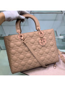 Dior Lady Dior Large Bag in Ultra-Matte Cannage Calfskin Beige-Pink 2020