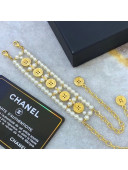Chanel Pearl Button Bracelet Gold/White 2020