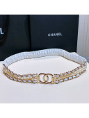 Chanel Pearl Lambskin Pleated Chain Belt AA7481 White 2021