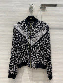 Chanel Daisy Print Silk jacket Black 2022 031209
