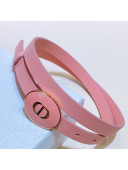 Dior Leather Belt 1.5cm with CD Round Buckle Pink 2021