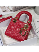 Dior Micro Lady Dior Bag in Red Cannage Lambskin 2021 M6007 