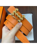 Hermes Glenan Reversible Calfskin Belt 25mm with Stud H Orange 2021