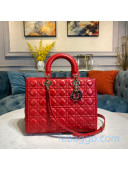 Dior Lady Dior Large Tote Bag in Red Cannage Lambskin 2020