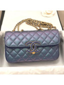 Chanel Iridescent Quilted Lambskin Small Flap Bag A57275 Blue 2019
