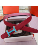 Hermes Leather Reversible Belt 32mm with H Buckle Red/Silver 2019 