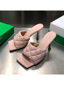 Bottega Veneta Quilted Lambskin Square High-Heel Sandals Pink 03 2021