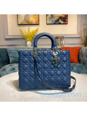 Dior Lady Dior Large Tote Bag in Denim Blue Cannage Lambskin 2020