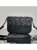 Prada Woven Leather Tress Shoulder Bag 1BD246 Black 2020