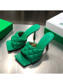 Bottega Veneta Quilted Lambskin Square High-Heel Sandals Green 04 2021