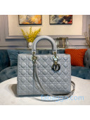 Dior Lady Dior Large Tote Bag in Light Grey Cannage Lambskin 2020
