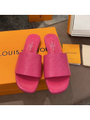 Louis Vuitton Revival Flat Slide Sandals in Monogram Embossed Calfskin Pink 2021