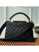 Louis Vuitton Capucines PM Monogram Flower Top Handle Bag M55366 Black 2019