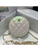Chanel Quilted Iridescent Lambskin Clutch with Chain White/Pink 2020