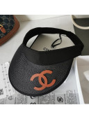 Chanel Raffia Straw Visor Hat Black 06 2021