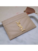 Saint Laurent Grained Leather Card Holder 423291 Apricot/Gold 2021
