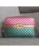 Gucci Matelassé Laminated Leather small shoulder bag 541061 Pink/Blue 2018