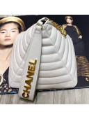 Chanel Lambskin Quilted Stripes Pyramid Clutch Bag AS0688 White 2019