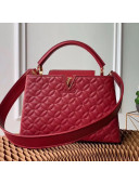 Louis Vuitton Capucines PM Monogram Flower Top Handle Bag M55366 Burgundy 2019
