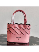 Prada Woven Leather Tress Tote Bag 1BG318 Pink 2020