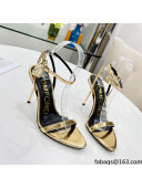 Tom Ford Leather Padlock Pointy Naked Sandals 105mm Heel Gold 2022 