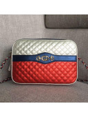 Gucci Matelassé Laminated Leather small shoulder bag 541061 Silver/Red 2018