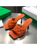 Bottega Veneta Quilted Lambskin Square High-Heel Sandals Orange 08 2021