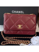 Chanel Quilted Lambskin Wallet on Chain WOC A80982 Burgundy 2019