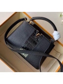 Louis Vuitton Taurillon & Croco Pattern Leather Capucines BB/PM Top Handle Bag Black N94220 2020