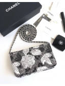 Chanel Printed Lambskin Wallet On Chain WOC Bag Black 2018