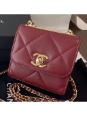 Chanel Quilted Lambskin Clutch with Chain A81633 Burgundy 2019