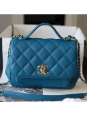 Chanel Quilted Grained Calfskin Mini Messenger Flap Top Handle Bag A93067 Blue 2019