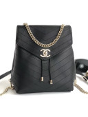 Chanel Coco Chevron Calfskin Backpack A57555 Black 2018