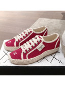 Chanel Vintage Canvas Label Espadrille Sneakers Red 2020