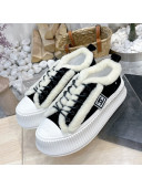 Chanel Canvas Wool Logo Patch Sneakers Black 2021 111176