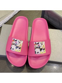 Balenciaga Dogs Print Flat Slide Sandals Pink 2021 (For Women and Men)