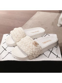 Chanel Tweed Pearls Flat Mule Slide Sandals G35696 White 2020