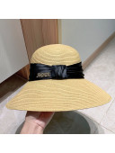 Dior J'Adior Straw Bucket Hat with Silk Band Beige/Black 2021
