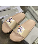 Balenciaga Dogs Print Flat Slide Sandals Beige 2021 (For Women and Men)